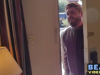 Chubby cub and hairy bear ass fuck in a cheap motel room